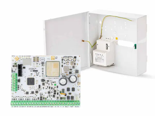 Kit centrala de alarma hibrida, wireless si cablata, cutie din metal cu transformator, Eldes, Esim484-Kit