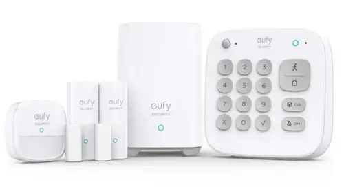 Kit complet alarma Smart eufy Security T8990321, Senzor miscare, 2x Senzori intrare, Tastatura, Wireless (Alb)