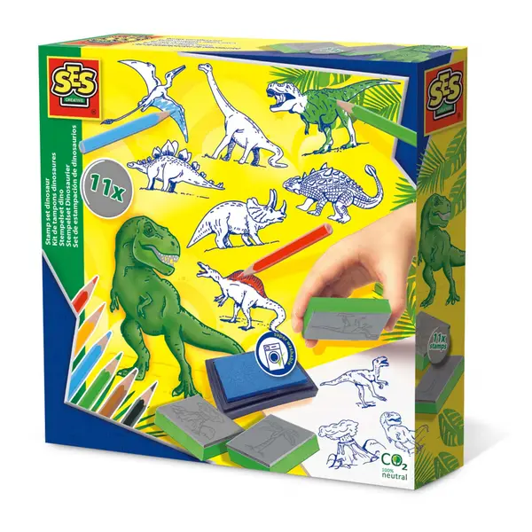 Kit creativ copii cuu 11 Stampile cu dinozauri si accesorii incluse