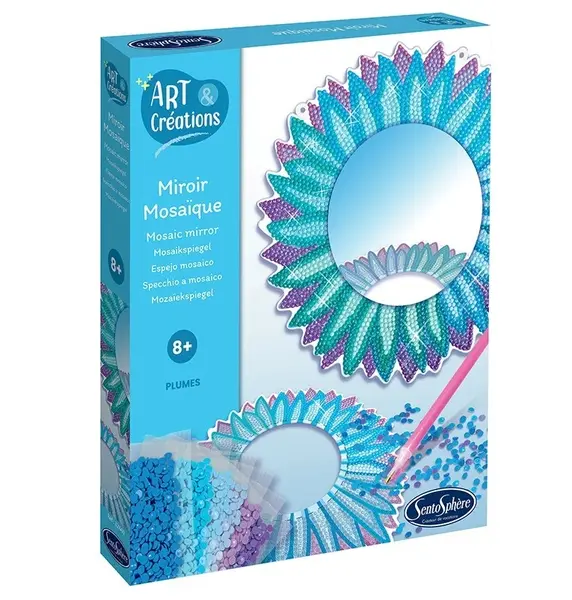 Kit creativ cu diamante strasuri - Oglinda mozaic pene - Sentosphere