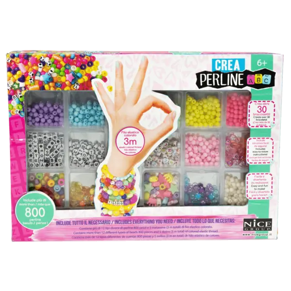 Kit creativ DIY - coliere si bratari cu margele, 800 piese, Perline ABC