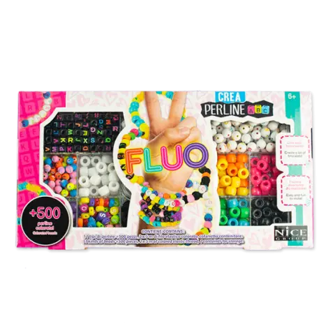 Kit creativ DIY - coliere si bratari cu margele fluorescente, 500 piese, Perline ABC