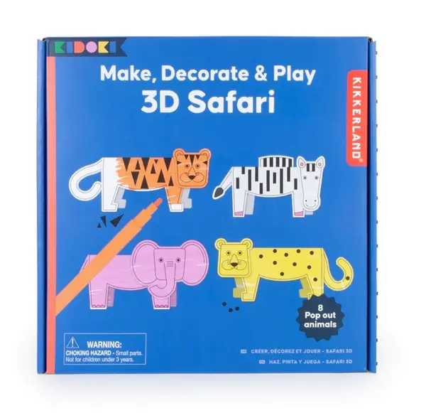 Kit creativ - Make, Paint & Play - 3D Safari | Kikkerland