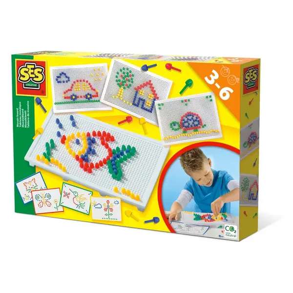 Kit creativ mozaic - Tabla de jucarie mozaic cu pini colorati