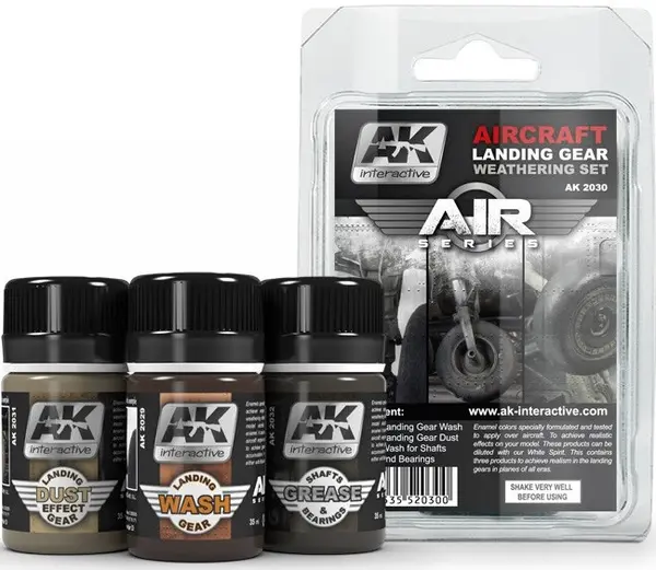 Kit de eroziune pentru aviațieAK Interactive - Aircraft Landing Gear (AK2030) (3 x 35 ml)