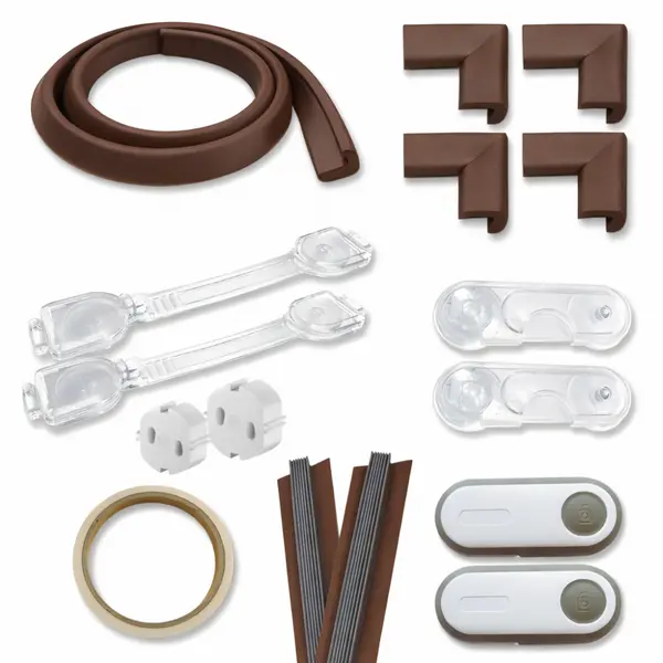 Kit de protectie pentru copii, maro, 17 piese