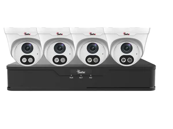 Kit de supraveghere IP Profesional, 4 camere de interior 4MP, LED 30 metri 2.8 mm, NVR cu PoE, Safer KITIP-4X-4MP2830POE-1