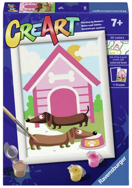 Kit de vopsea după număr Ravensburger CreArt - Câine cu căsuță