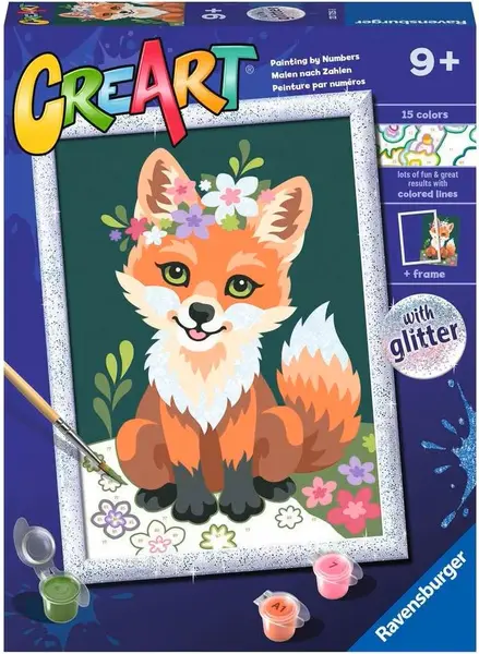 Kit de vopsea după număr Ravensburger CreArt - Vulpe cu flori