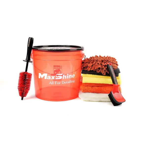 Kit detaling MaxShine Enjoy Bucket - contine galeata, lavete microfibra, perii si manusa de spalat
