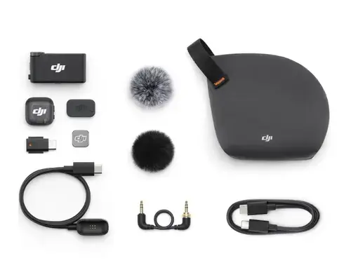 Kit DJI MIC 3, 1x microfon, 1x receptor, Wireless, Omnidirectional, Noise Canceling, Raza Actiune 400m, Autonomie microfon 8h, Autonomie receptor 10h