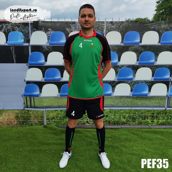 Kit echipament fotbal copii Patrick EF35 2XL, VERDE CU NEGRU