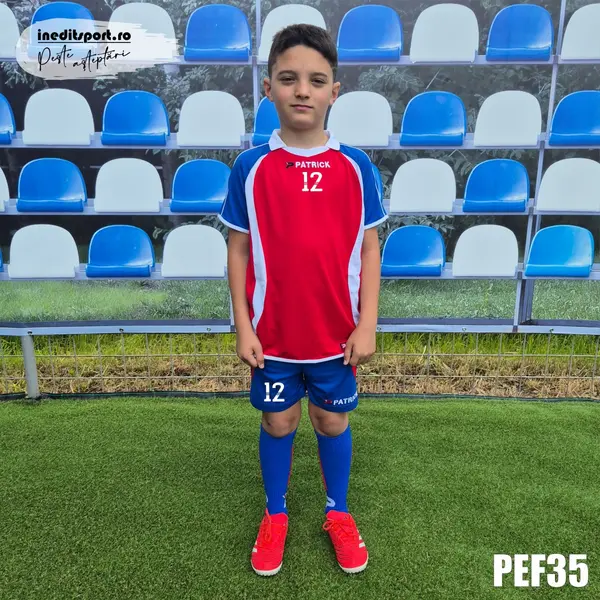 Kit echipament fotbal copii Patrick EF35 2XS, ALBASTRU CU ROȘU