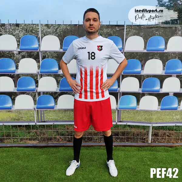 Kit echipament fotbal copii si adulti personalizat- PEF42 M, Alb
