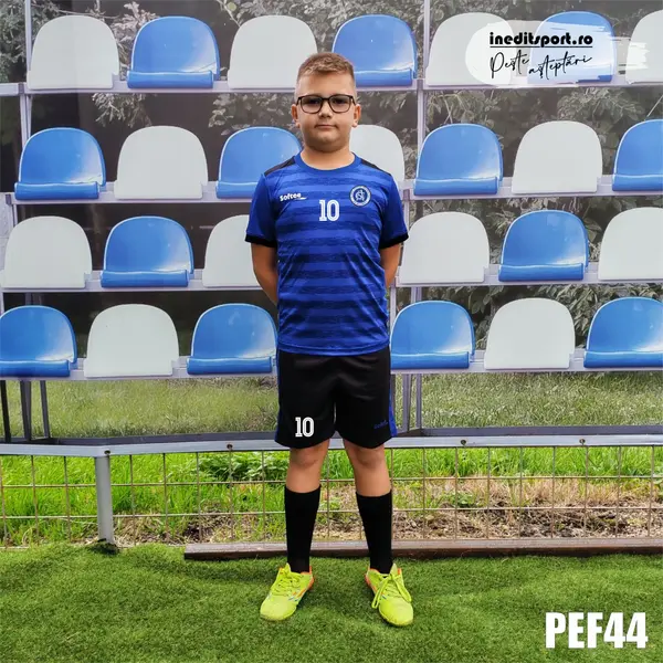 Kit echipament fotbal copii Softee EF44 6 ani, ROYAL CU NEGRU