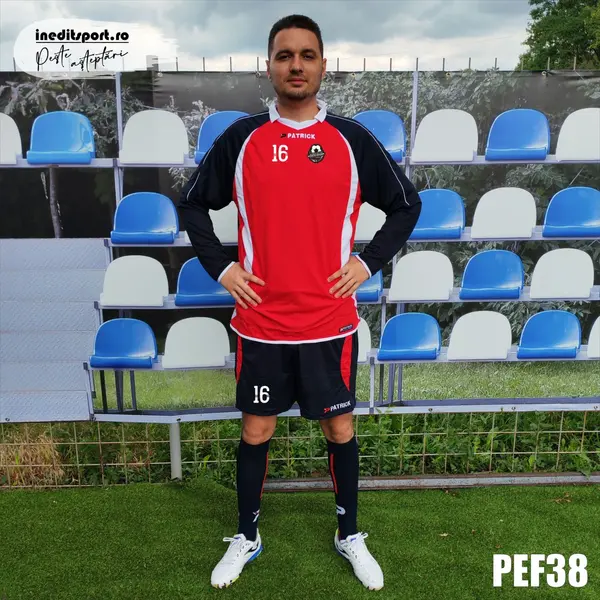 Kit echipament fotbal maneca lunga copii Patrick EF38 2XL, ROȘU CU BLEUMARIN