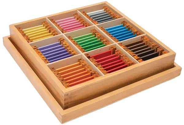 Kit educațional Nowa Szkola Montessori - Cutie cu plăci colorate№4, 63 piese