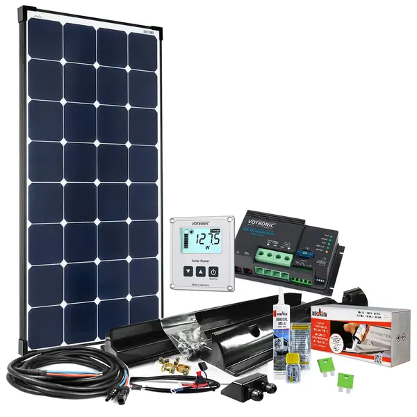 Kit fotovoltaic pentru rulota 120W, 12V, panou Sunpower SP-Ultra 21%, regulator Votronic MPP 170 CI compatibil EBL, ideal pentru autorulote si