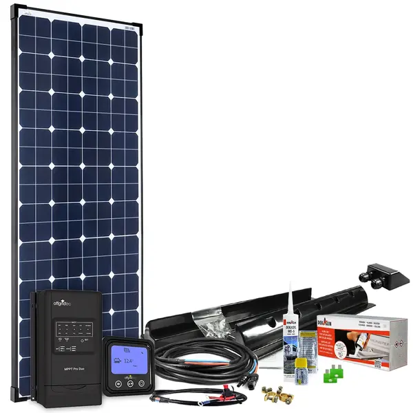 Kit fotovoltaic pentru rulota 150W, 12V, panou Sunpower SP-Ultra 24%, regulator MPPT Pro Duo 30A compatibil EBL, ideal pentru autorulote si