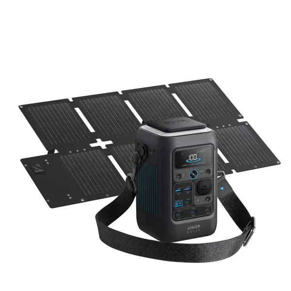 Kit generator solar portabil Anker Solix C300X DC cu Panou solar Anker Solix 60W portabil