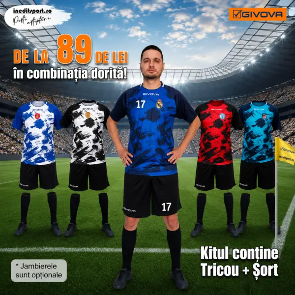 Kit Givova Art Interlock EF46 Alb-Albastru, 2XS