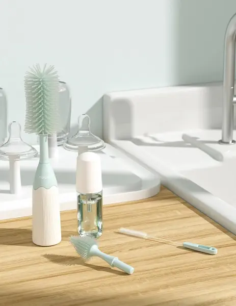 Kit inovator de perii pentru sticle cu design Push Press Momcozy