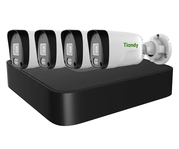 Kit IP de supraveghere Tiandy, NVR 4 canale PoE, 4 camere 2 MP, microfon, iluminare IR 30 m, TC-KIT/R3104/4TC-C321N28