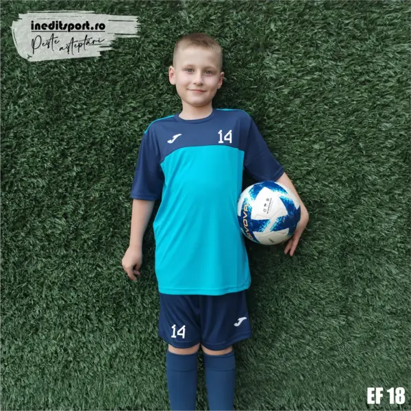 KIT JOMA Echipament fotbal personalizat copii si adulti PEF18 3XS, Albastru
