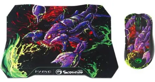 Kit Mouse si Mousepad Marvo M603 + G20, Iluminat, 6400 DPI (Multicolor)