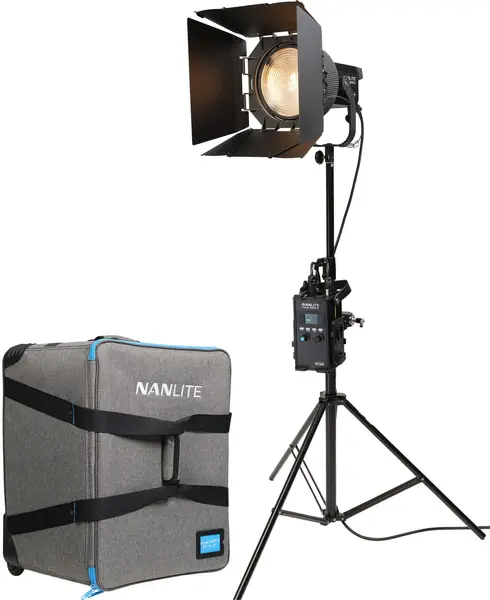 Kit Nanlite Forza 300B II Bi-Color 300W, Include Lentila Fresnel FL-20G, CCT 2700K-6500K, G/M Shift, Control DMX, Geanta Troller