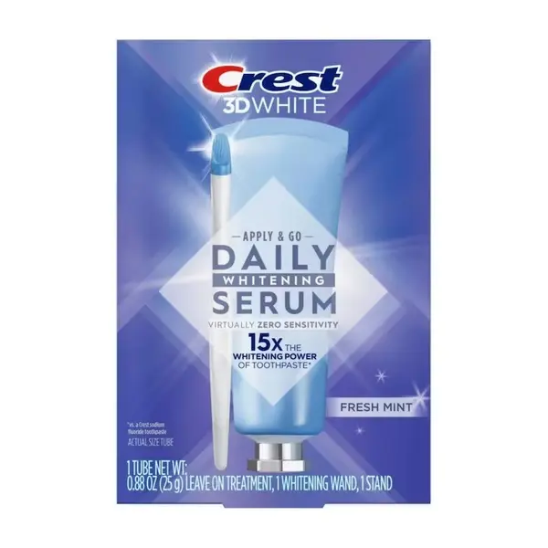 Kit pentru Albirea Dintilor, Crest, 3D White, Leave On Treatment, cu Aplicator, pentru Utilizare Zilnica, Aroma de Menta, 25gr