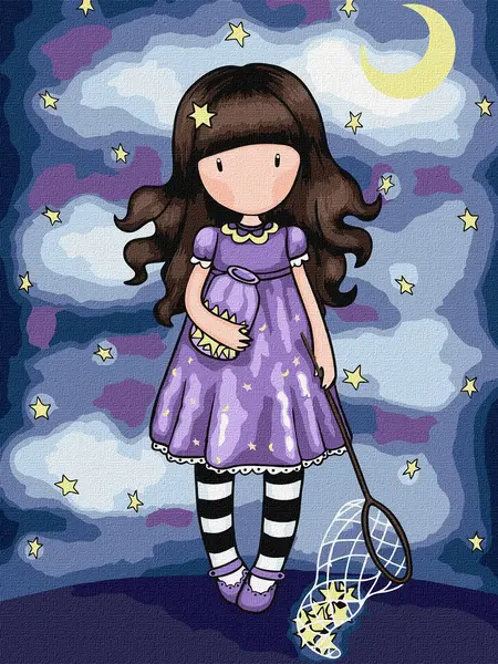 Kit pictură după numere Ideyka Gorjuss - Prinde o stea căzătoare, 30 x 40 cm