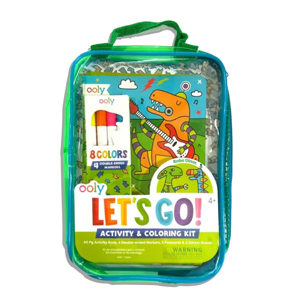 Kit portabil de activitati si colorat - Dinozauri Roboti - Let s Go! Robo Dinos