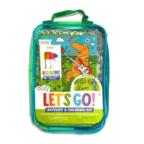 Kit portabil de activitati si colorat - Dinozauri Roboti - Let s Go! Robo Dinos