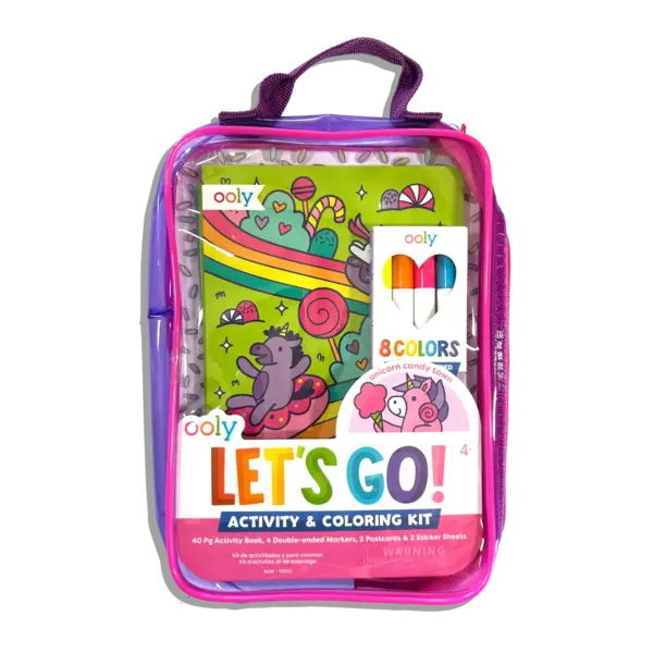 Kit portabil de activitati si colorat - Unicorni - Let s Go! Unicorn Candy Town
