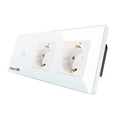 Kit Priza si Intrerupator Smart Wireless Mentor ES024 2.1 incastrat WiFi 16A 3x1000W