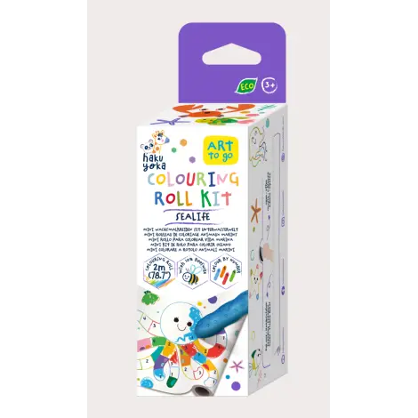 Kit rola de desenat pe numere - 2 m, include 4 creioane colorate cerate, Subacvatic - Haku Yoka