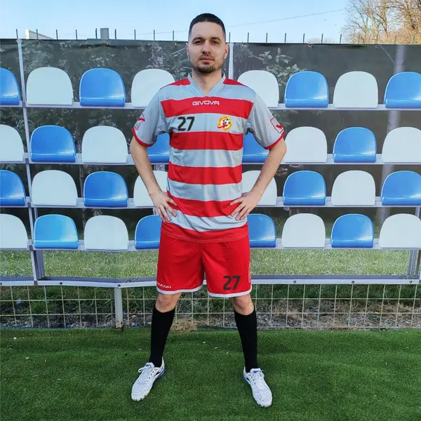 Kit Rugby GIVOVA - EF50 Gri deschis cu Rosu, M