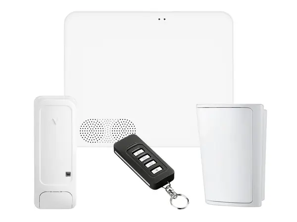 Kit sistem alarma wireless, Wi-Fi, Bluetooth, 128 zone, 4 partitii, contact magnetic, telecomanda, detector PIR, Qolsys KIT IQ4 NS-1