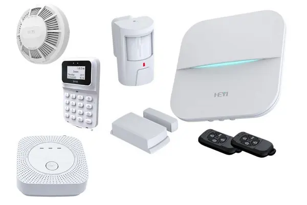 Kit sistem de alarma wireless Heyi, Wi-Fi, detector de gaz, detector de fum, tastatura wireless, HY-W21-FG-KEY