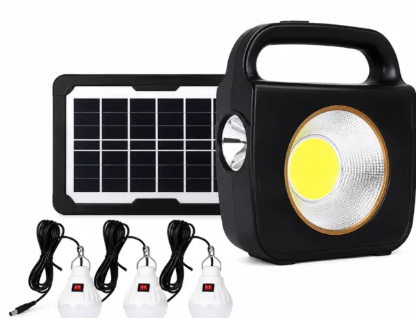Kit solar pentru Iluminat CC002 1 cu Panou si 3 Becuri putere 100W