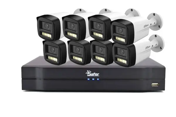 Kit supraveghere 8 camere 5MP, lentila 3.6 mm, IR si LED, microfon, DVR 8 canale, pana la 8MP 4K, Safer KIT-8EXT5MP4