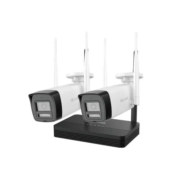 Kit supraveghere exterior WiFi HikVision Easy-Link HiLook IKS-2044BH-PH/W, 4MP, 2.8 mm, IR 30, microfon, difuzor, detectie miscare, slot card