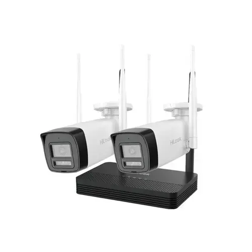 Kit supraveghere exterior WiFi HikVision HiLook IKS-2044BH-PH/W, 2MP, 2.8 mm, IR 30, microfon, difuzor, detectie miscare, slot card