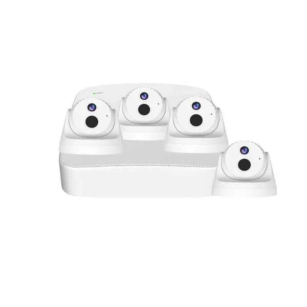 Kit supraveghere interior Dome IP Tenda K4P-4CR, 4 canale, 4 MP, IR 30 m, 4 mm, PoE, microfon