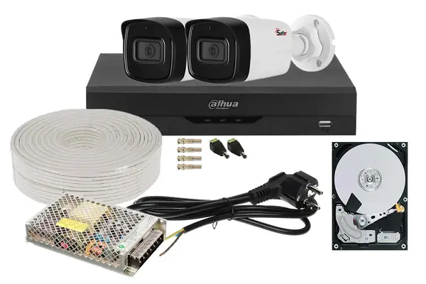 Kit supraveghere video 2 camere, complet, 2MP FULL HD, IR 40m, 1 x HDD, SAF-2EXTFHDIR30-1-TW