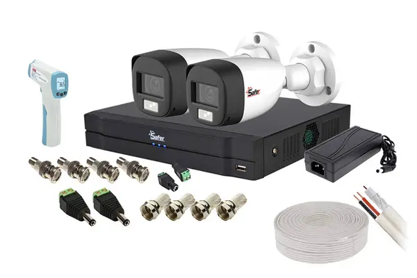 Kit supraveghere video 2 camere FULL HD, 2MP, IR 20m, DVR cu AI si accesorii, SAF-2XB1A21-TW