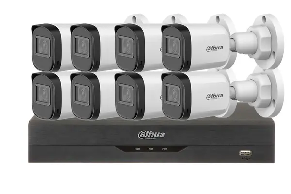 Kit supraveghere video, 8 camere 2MP FULL HD, lentila 3.6mm + DVR Dahua 8 canale, KIT-8EFHD4DAH