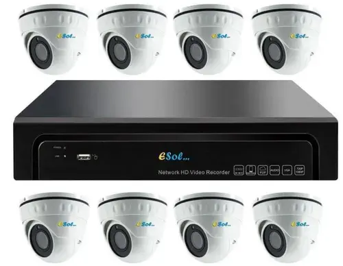 Kit Supraveghere Video Esol EN208-8(D)20, NVR 8 canale + 8 Camere Video