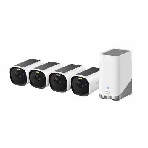Kit supraveghere video eufyCam E40, 2K HD, Incarcare solara, MaxColour Vision, Homebase 3 + 4 camere video